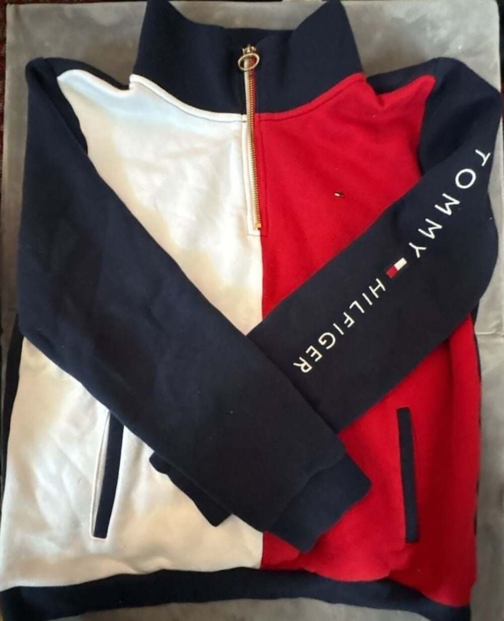 Tommy Hilfiger Colorblock Quarter-Zip Fleece Pullover Size Large